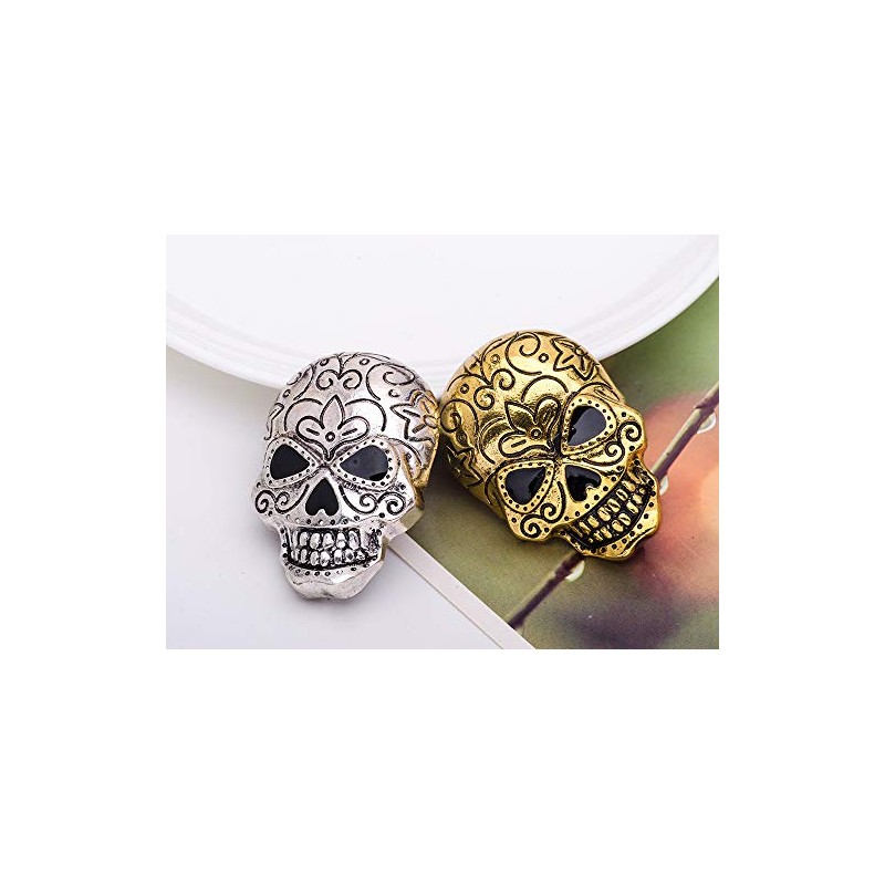 WLLAY Men Gothic Punk Skull Head Skeleton Brooch Pin For