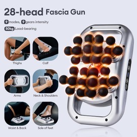 Massage Gun, 28 Head Foot Back Neck Shoulder Massager with 9 Adjustable Multi-Modes & Intensities, Fascia Gun for Athletes, Birthday Gifts for Men