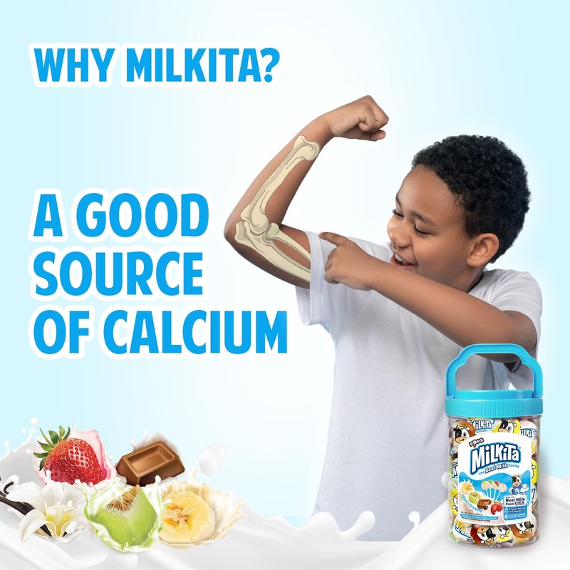 Milkita The Real Milk Candy Lollipop Jar – Low-Sugar, Assorted