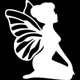 Decal Stickers of Sitting Fairy Silhouette (White) (Set of 2) Luxury Weatherproof Vinyl Decal Stickers for Laptop Desktop Smartphone Car Dirt Bike Wall Room Mason Jar - BICVER1710112WHW19Y24