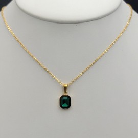 JEYFEL XOIA PREMIUM Stainless Steel 24K Gold Plated Elegant Green Crystal Necklace & Earrings Set