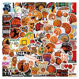100 Pcs Basketball Stickers Vinyl Waterproof Basketball Sport Stickers for Water Bottle Laptop Scrapbooking Skateboard Guitar Luggage,Waterproof Funny Dunk Stickers for Kids Boys