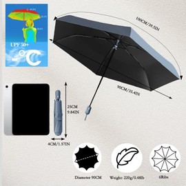 Mini Ultra-Lightweight Compact Portable Travel Folding Umbrella for Men Women Kids- UV Protection,Teflon Coating,Auto Open/Close, 6 Ribs, Sun Rain for Pocket, Handbag, Totes (Capsule-Shaped Handle)