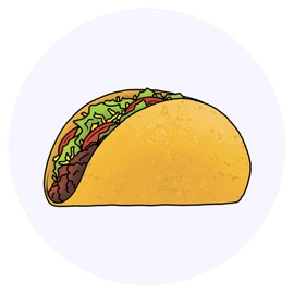24 x 40mm Round 'Tasty Taco' Stickers (SK00070262)