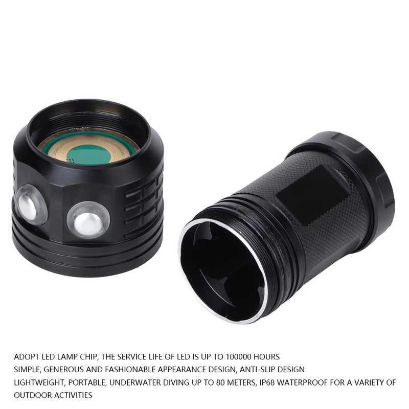 LED IP68 Waterproof Scuba Dive Light Super Bright Flashlight for