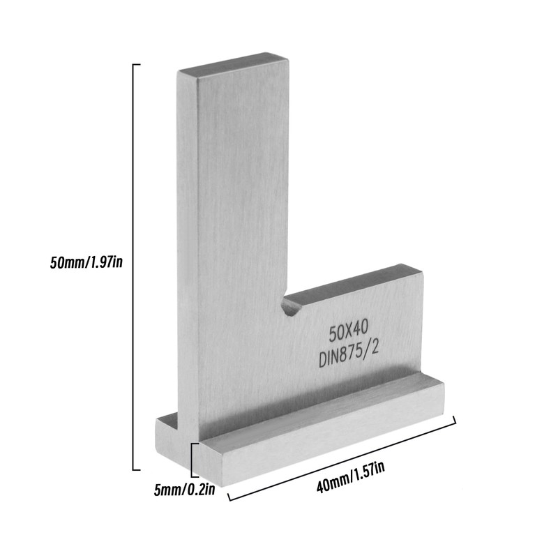 eMagTech DIN875/2 Precision Machinist Square Ruler Carbon Steel Angle Ruler