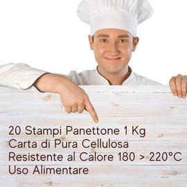 FAH FAMILY AT HOME Panettone Low Baking Tin 1kg Premium Quality (Pack of 20) - Professional Panettone Corrugated Paper Baking Cups Made of Pure Cellulose, Heat Resistant up to 220°C