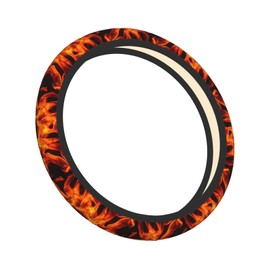 Flames Burning Fire Elastic Steering Wheel Cover, Universal 15 Inch Fit, Neoprene Rubber Car Steering Wheel Covers, Anti-Slip Car Accessories For Men Women