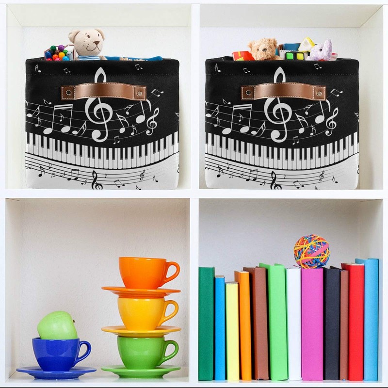 KEEPREAL Foldable Storage Baskets, Piano Keys Musical Notes Storage Bins
