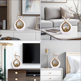 PlivBloom Gold Modern Sculpture Table Decorations, Ceramic Knick Knacks Statues for Living Room Decor, Tv Stand and Desk Decor, Suitable for Coffee Tables and Shelf Decorations, Great Gift Idea