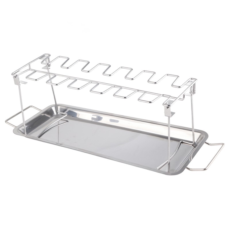 Chicken Leg Grill Rack with Drip Pan Stainless Steel Roaster