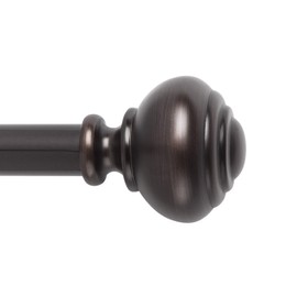 SnugSet | 72-144" Adjustable | Quick Easy Installation | No Tools Option | 1" Dia. Durable Steel Rod | Supports Heavy Fabrics | Knob Finial | Bronze