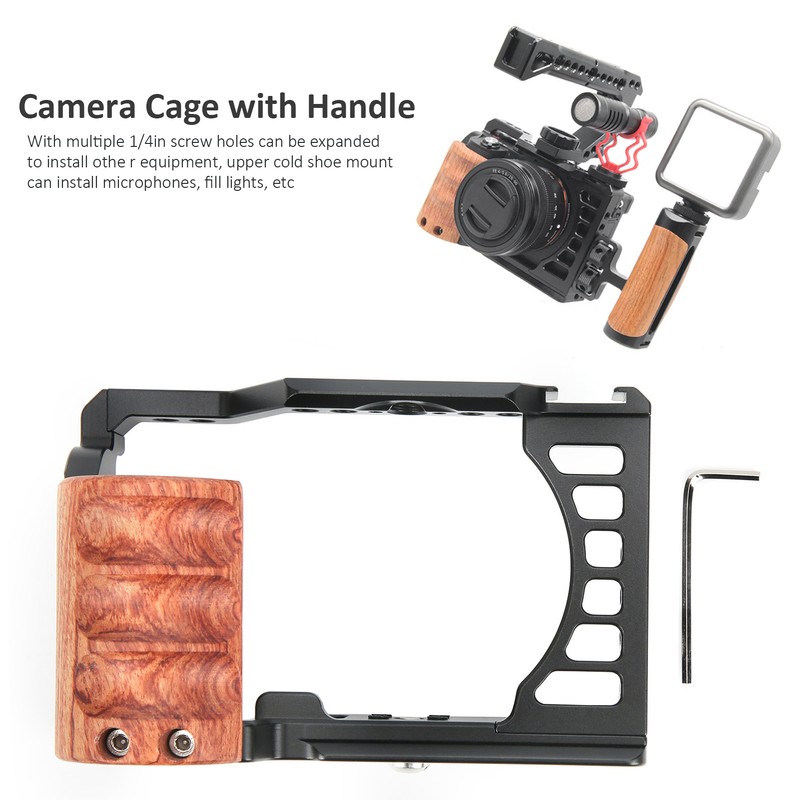 Aluminum Alloy Camera Video Shooting Cage Kit with Wooden Handle