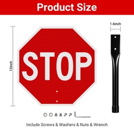 (2 Pack) Stop Go Sign with Handle, 12 x 12 Inches Rust Free Aluminum Reflective, Guard Stop/Go Handheld Traffic Sign for Guiding Traffic Street Safety, Double Sided, Weather Resistant, Waterproof