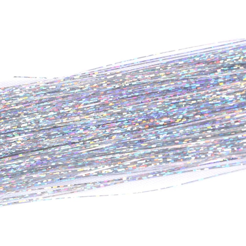 47 Inch Hair Tinsel 220 Silver Sparkling Highlights Synthetic Hair