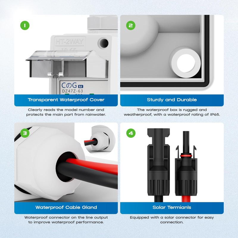Solar Panel Disconnect Switch, CGELE 63 Amp DC 1000V Breaker