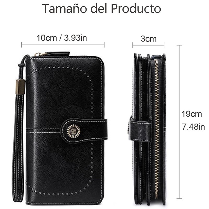 Cartera de Cuero Grande para Mujer Correa para la Muñeca