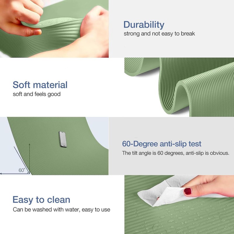 Gruper Thick Yoga Mat Non Slip, Large Size 72" L