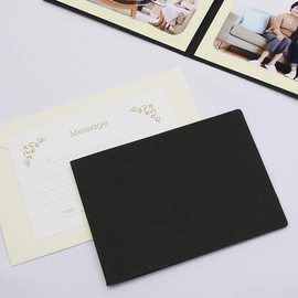 Yamadaya Hataya Blank Cover Photo Mount 2L Size 2 Sides Horizontal (With Envelope, Message Card: Ivy) (Black)