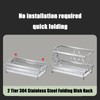 2-Tier 304 Stainless Steel Dish Rack, Foldable Over Sink with