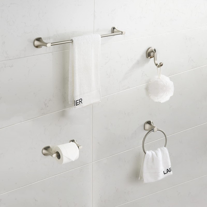 BGL Bathroom Hardware Set Brushed Nickel Adjustable Expandable Towel Bar