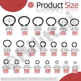 Hilitchi 312Pcs Snap Rings Assortment Kit Manganese Steel C-Clip External Retaining Rings (M4-M28)+ E-Clip External Retaining Ring Assortment Set(1.5mm-10mm) + Snap Ring Plier Set + Tweezer