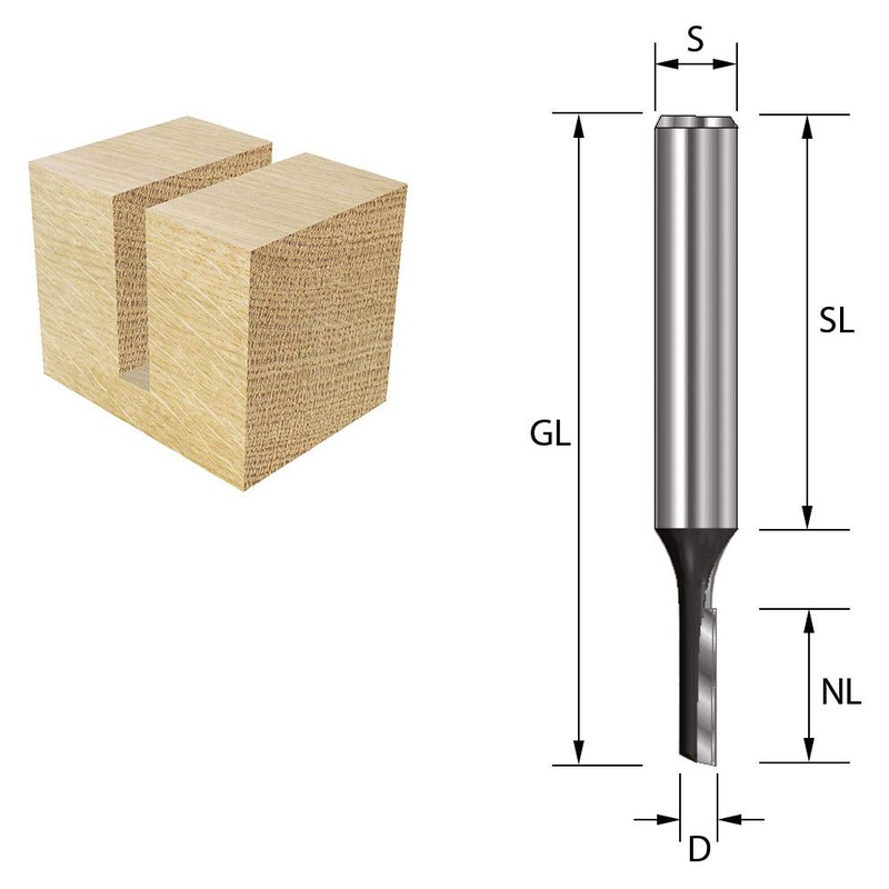ENT Straight Cutter TC Shank (C) 8 mm, Diameter (A)