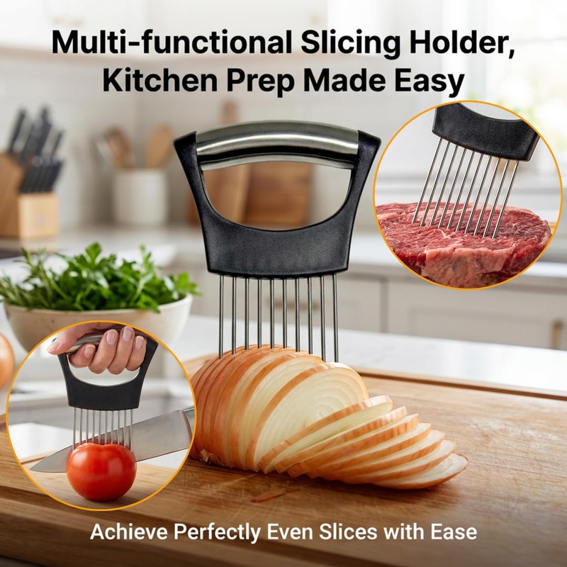3-in-1 Vegetable Slicer Set with Onion Holder Crinkle Cutter Green