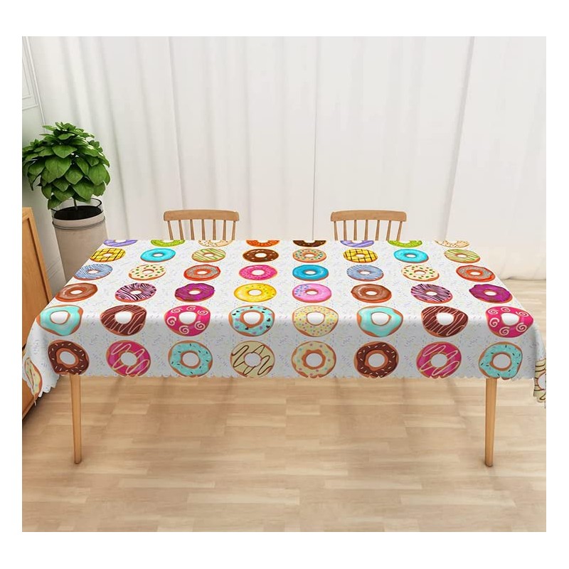Losuya Donut Table Cloth Donut Theme Party Rectangular Reusable Picnic
