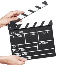 TULEBOLIAN Clapperboard,Board Director Board,Wooden Director'S Film Movie Slateboard Clapper Board,Shooting Props And Ornaments,Professional Vintage Tv Movie Film Clap Board,Film Clap Board(Black)