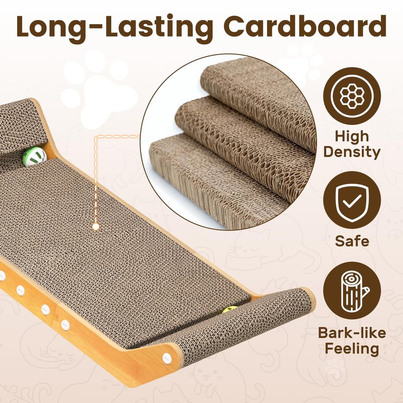 PurrSonic Large Cat Scratching Cardboard Pad, 24" Indoor Horizontal Corrugated