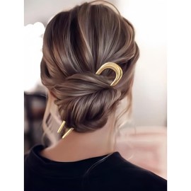 2 Pcs Metal French Hair Pins, French Twist Hair Pin for Buns, U Shaped French Pins for Women Girls, Hair Sticks, Hair Fork