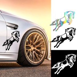 Pack of 2 Horse Stickers, Car Stickers, Waterproof, UV-Resistant, Motorcycle, Laptop, Weatherproof Pony Racehorse Decor Sticker for Car (19 cm x 15 cm) (Black)