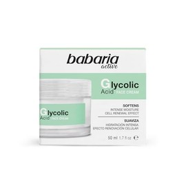 Babaria - Crema Facial con Ácido Glicólico | Renovación Celular y Efecto Antiedad| Exfoliante Facial |Hidratación Facial y Protección Antioxidante|Crema de Noche| 50 ml