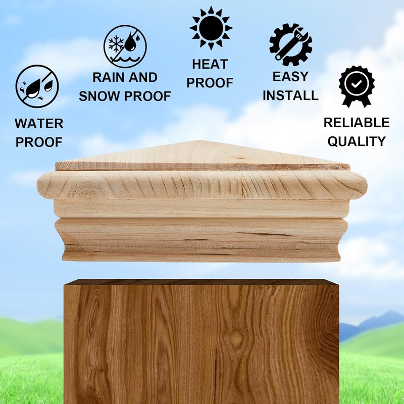 Geetery 2 Pcs 4 x 4 Wood Newel Post Cap