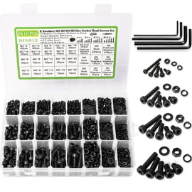 K Kwokker 2410Pcs M2 M3 M4 M5 Nuts and Bolts Assortment Kit, Upgraded Zinc Plated Hex Socket Head Cap Metric Machine Screws, 12.9 Alloy Steel Bolts and Nuts Kit with Lock Washers for Screws