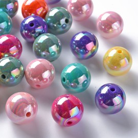 Ornazy 110 pcs Random 20mm Opaque Acrylic Round Beads Chunky Bubblegum Ball Beads AB Color Gumball Loose Spacer Beads for DIY Jewelry Making