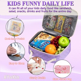 AYoXin Pink Lunch Box Kids with Sandwich/Snack Bag for Girls Teens for School Insulated Lunch Bag Suitable for Bento Box Lunch Container Lonchera para niñas