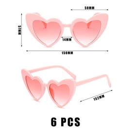 GVSAVY 6pcs Pink Heart Sunglasses, Trendy Vintage Sunglasses, Heart Sunglasses, Uv Protection, Fancy Fun Glasses, Outdoor Party