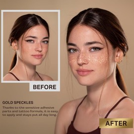 Tatuaje Freckles Face Glitter, 6 Count Sparkle Preckles, Gold Face Glitter, Star Design Freckles Face Tattoo, Maquillaje Face Glitter, Joyas Faciales Para Mujeres, Festivales Despedida De So