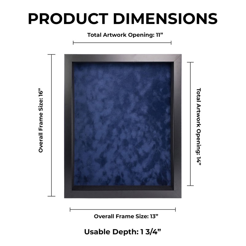 11x14 Shadow Box Frame Black Wood with a 1 3/4"