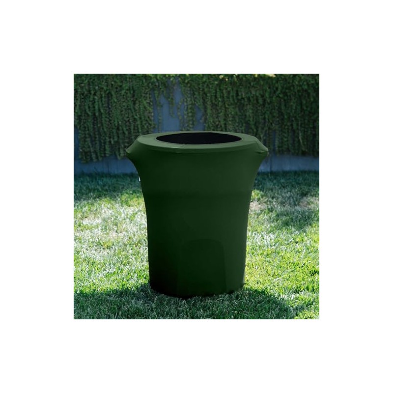 LA Linen Stretch Spandex Trash Can Cover 32-Gallon Round, Hunter