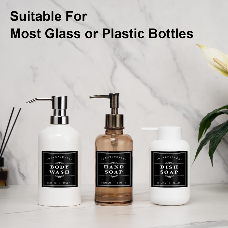 Bathroom Labels for Bottles 12 PCS Waterproof Minimalist Organization Removable