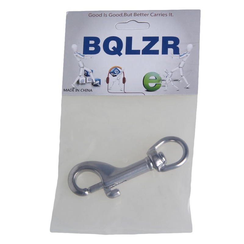 BQLZR 70mm Silver 304 Stainless Steel Swivel-Eye Bolt Snap Hook