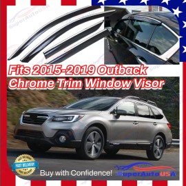 Fits Subaru Outback 2015-19 Chrome Trim Tinted Window Visor Rain Sun Guard Vent