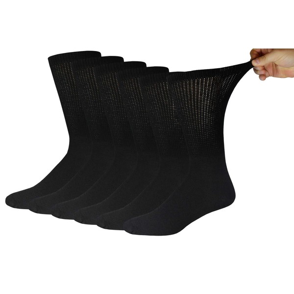 6 Pairs of King Size Cotton Diabetic Neuropathy Crew Socks