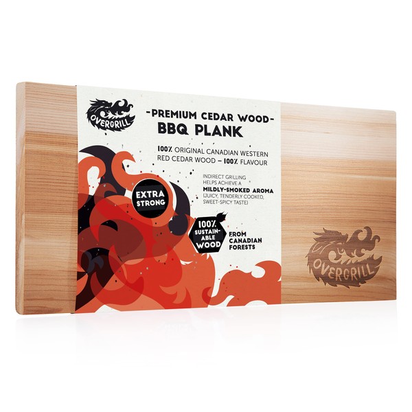 OVERGRILL Cedar Plank for Grilling: XXL BBQ Grill Wood Plank – Extra Thick Canadian Red Wood Grilling Planks – Cedar Wood Planks – Salmon Planks