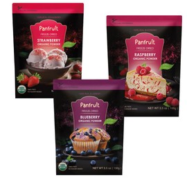 Panfruit Freeze-Dried Organic Berry Powder Variety Pack (Blueberry, Raspberry, Strawberry) – 3 Pack, 3.5 oz Each – No Sugar Added, 100% Whole Fruit, Smoothie & Baking Mix
