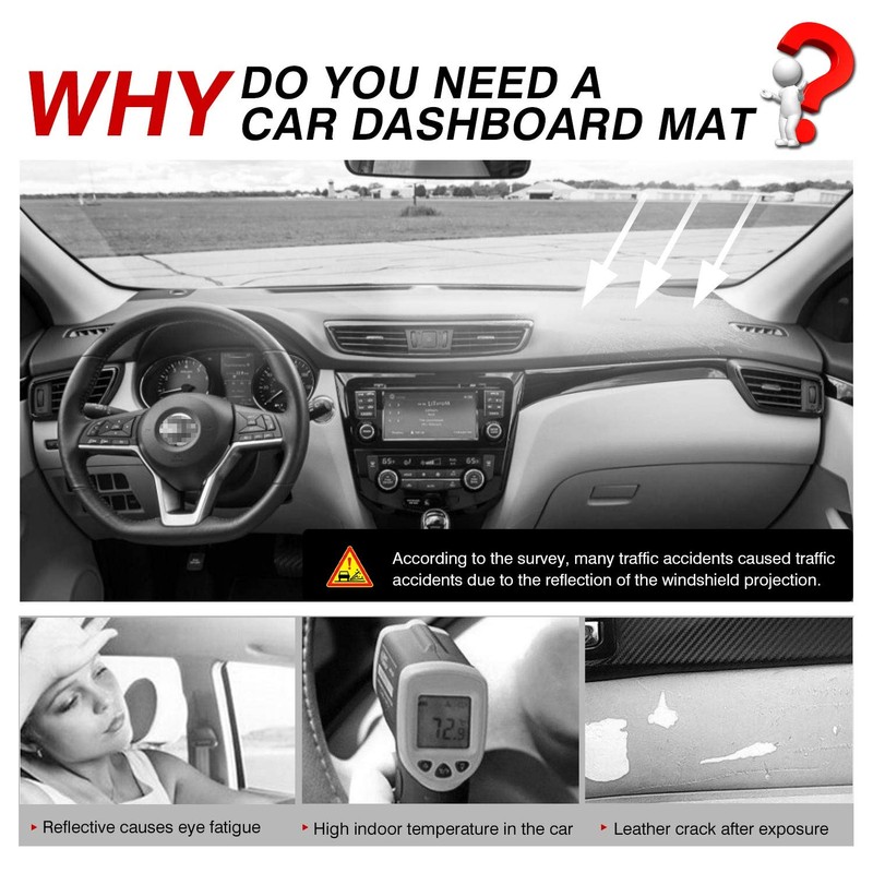 CARTIST Dashboard Cover Mat for 2014-2018 2019 2020 Nissan Rogue