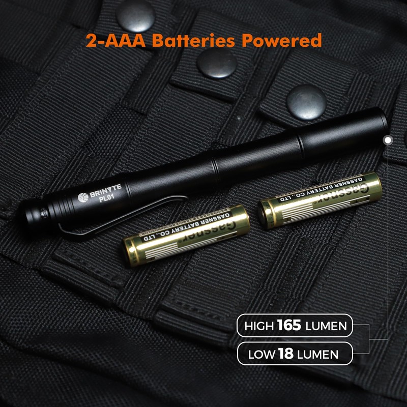 Brinyte PL01 165 Lumen Pen Light Flashlight Dual Mode High